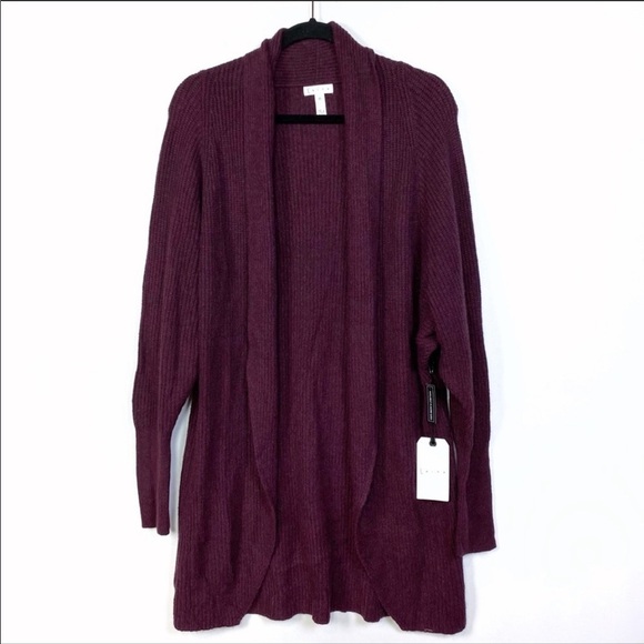 NWT Leith Dolman Sleeve Long Cardigan Burgundy XS - Picture 3 of 9